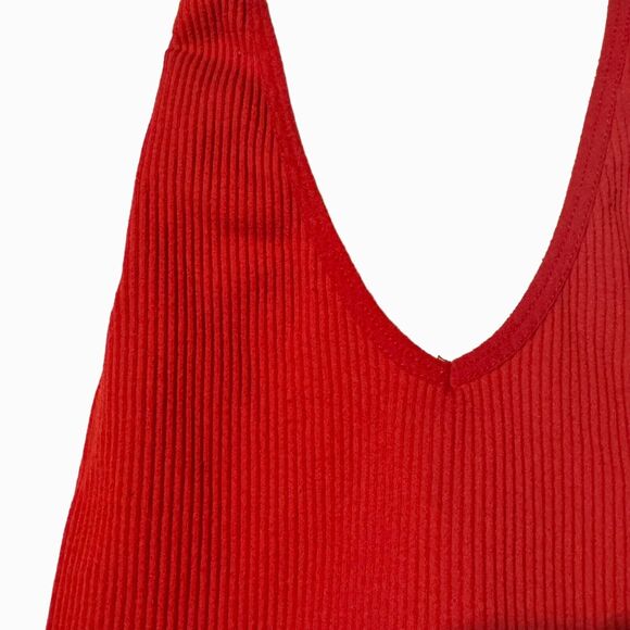 Out from Under Urban Outfitters Halter Ribbed Seamless Crop Tank Red Size Smal - Picture 3 of 7